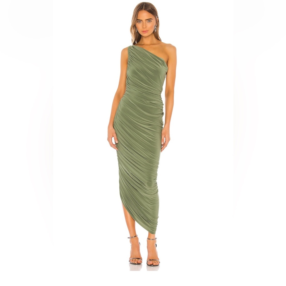 Norma Kamali Diana gown in celadon size small